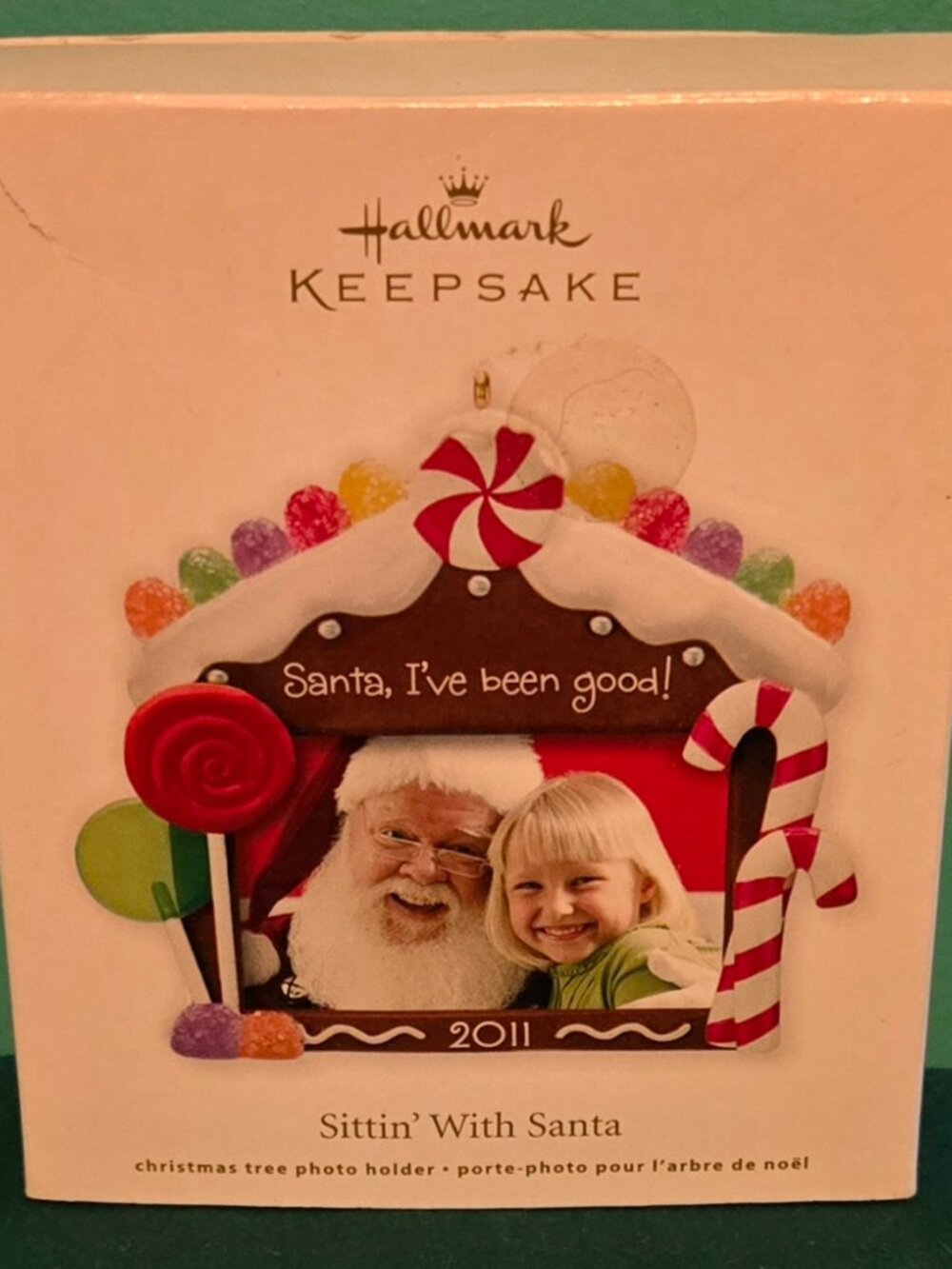 HALLMARK 2011 ORNAMENT PHOTO HOLDER SITTIN' WITH SANTA